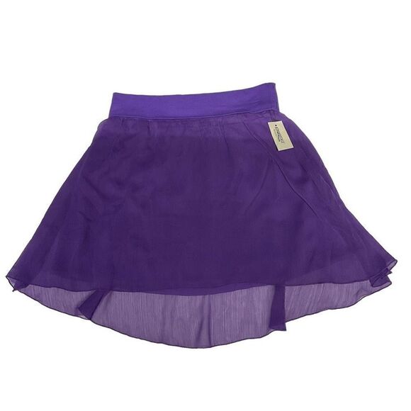 Aeropostale Mini Skirt Flare Sheer Overlay Purple Elastic Waist Junior Small - Picture 8 of 13